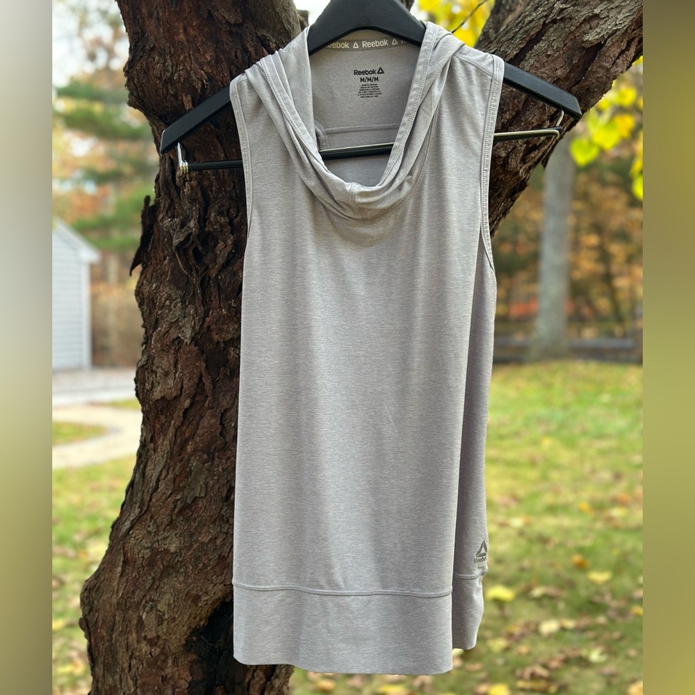 Reebok Light Gray Women's Tank Top- Hooded- medium - light
